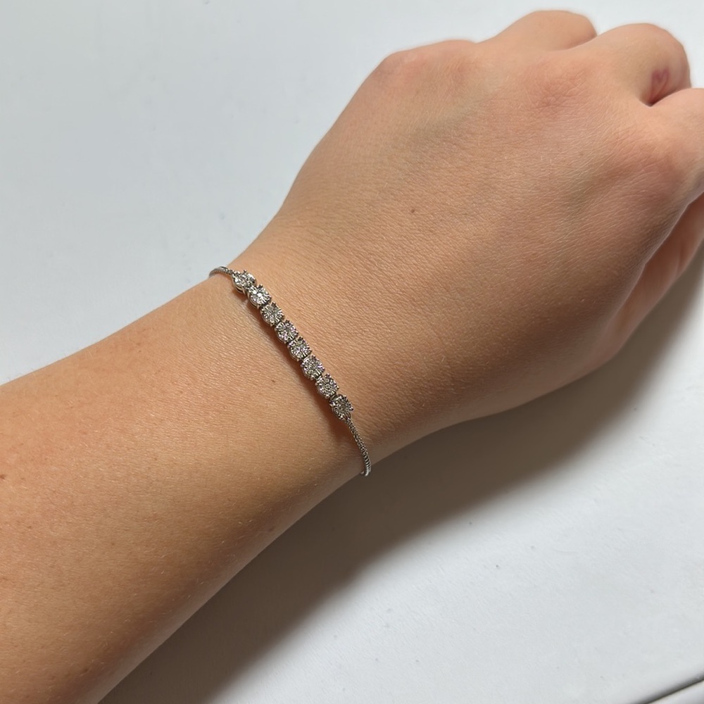 Real Cluster Diamond, 925 Sterling Silver Bracelet